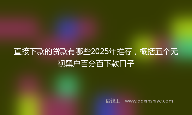 直接下款的贷款有哪些2025年推荐，概括五个无视黑户百分百下款口子
