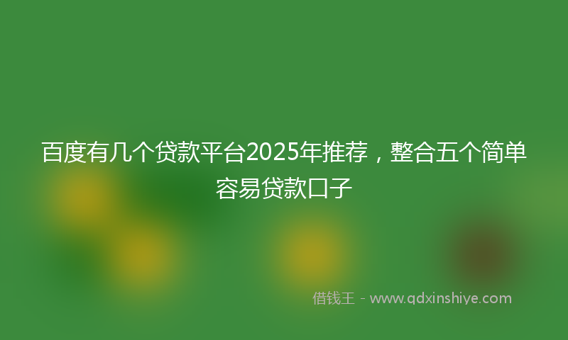 百度有几个贷款平台2025年推荐，整合五个简单容易贷款口子