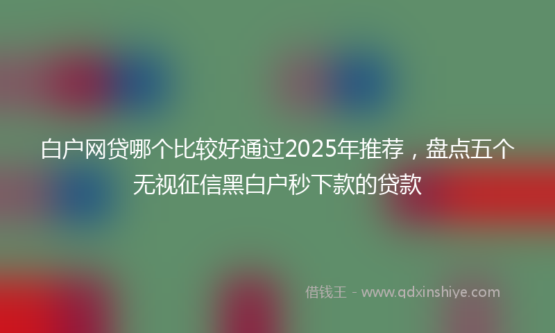 白户网贷哪个比较好通过2025年推荐，盘点五个无视征信黑白户秒下款的贷款