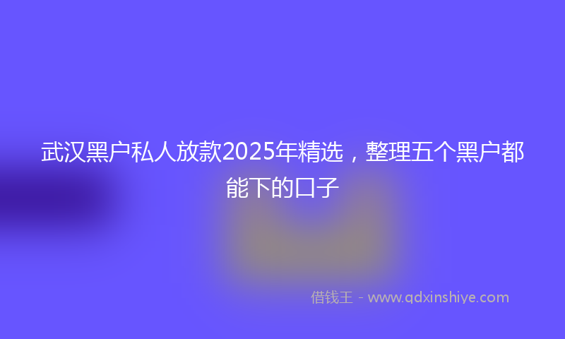 武汉黑户私人放款2025年精选，整理五个黑户都能下的口子