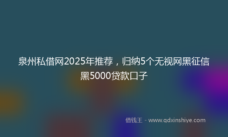 泉州私借网2025年推荐，归纳5个无视网黑征信黑5000贷款口子