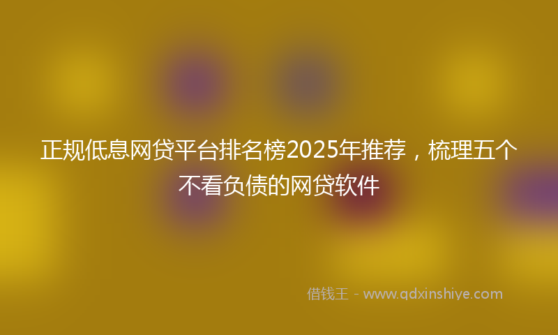 正规低息网贷平台排名榜2025年推荐，梳理五个不看负债的网贷软件