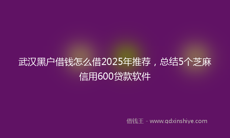 武汉黑户借钱怎么借2025年推荐，总结5个芝麻信用600贷款软件