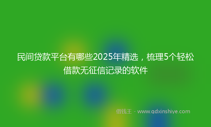 民间贷款平台有哪些2025年精选，梳理5个轻松借款无征信记录的软件