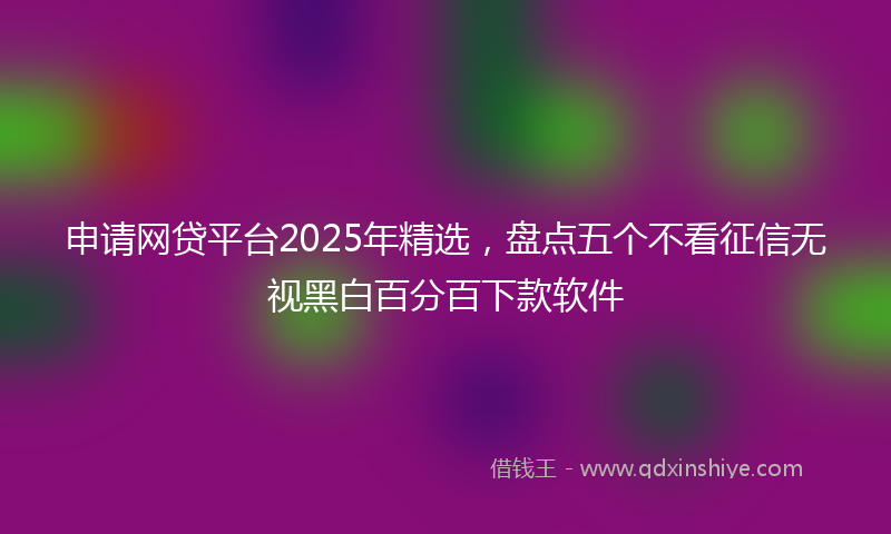 申请网贷平台2025年精选，盘点五个不看征信无视黑白百分百下款软件