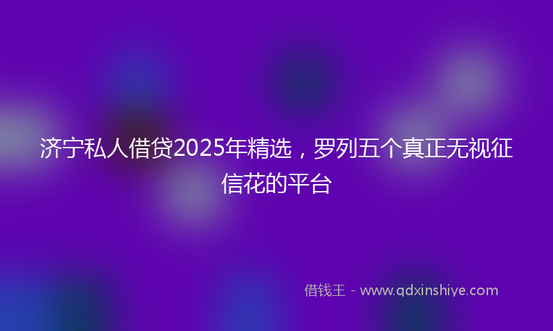 济宁私人借贷2025年精选，罗列五个真正无视征信花的平台