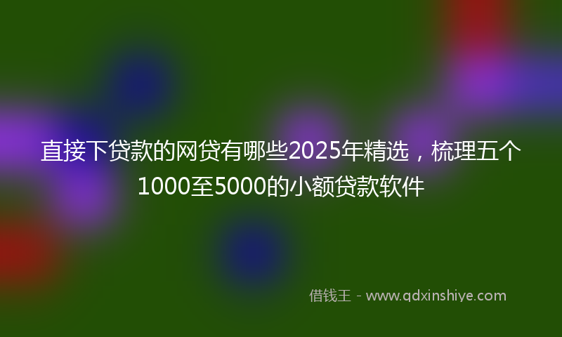 直接下贷款的网贷有哪些2025年精选，梳理五个1000至5000的小额贷款软件