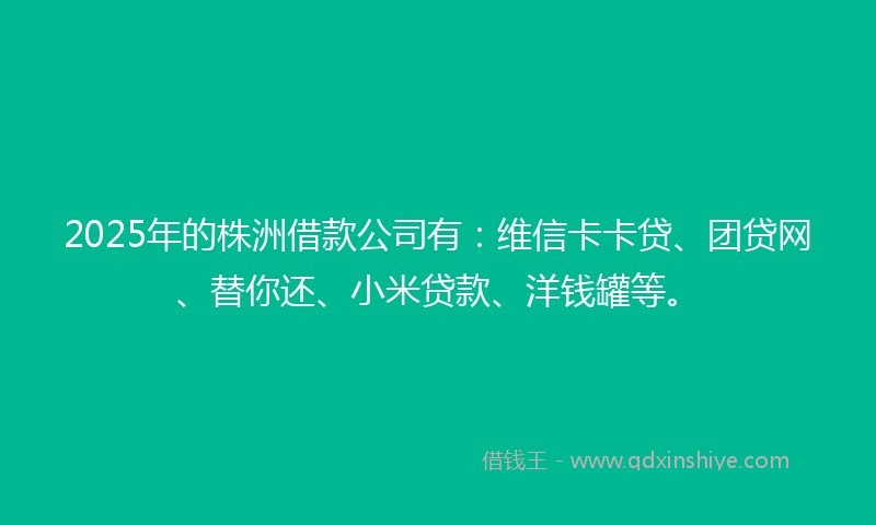 2025年的株洲借款公司有：维信卡卡贷、团贷网、替你还、小米贷款、洋钱罐等。