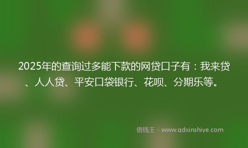 2025年的查询过多能下款的网贷口子有：我来贷、人人贷、平安口袋银行、花呗、分期乐等。