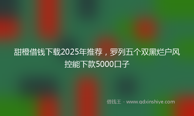 甜橙借钱下载2025年推荐，罗列五个双黑烂户风控能下款5000口子