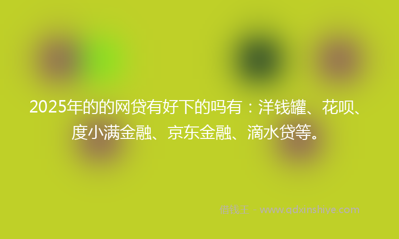 2025年的的网贷有好下的吗有：洋钱罐、花呗、度小满金融、京东金融、滴水贷等。