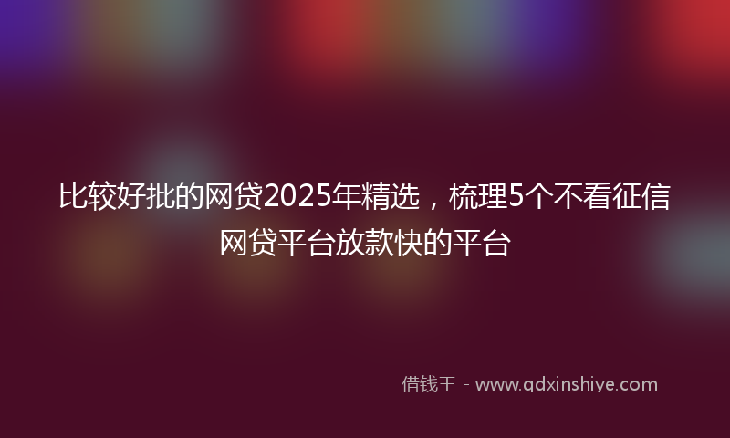 比较好批的网贷2025年精选，梳理5个不看征信网贷平台放款快的平台