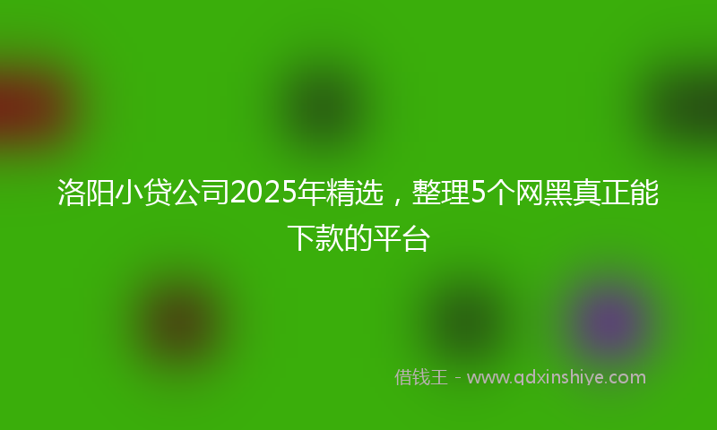 洛阳小贷公司2025年精选，整理5个网黑真正能下款的平台