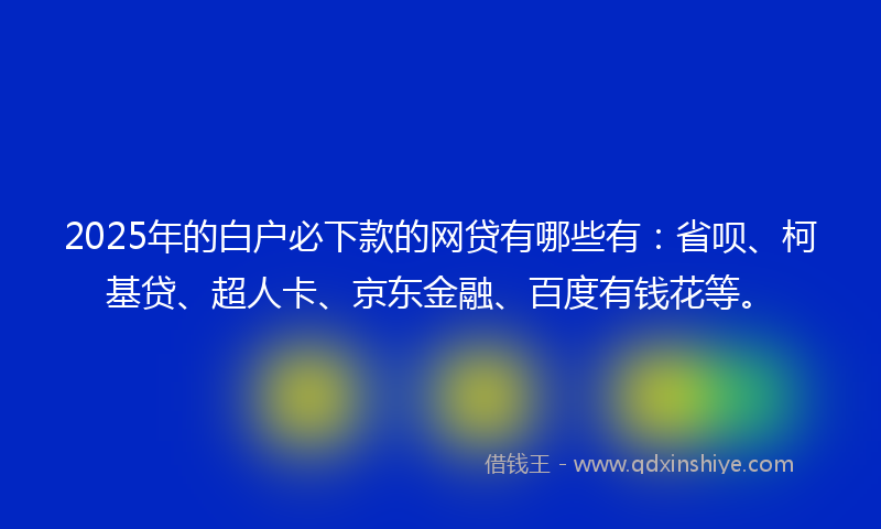 2025年的白户必下款的网贷有哪些有：省呗、柯基贷、超人卡、京东金融、百度有钱花等。