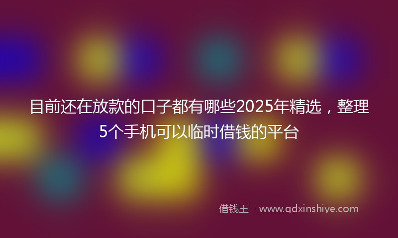 目前还在放款的口子都有哪些2025年精选，整理5个手机可以临时借钱的平台