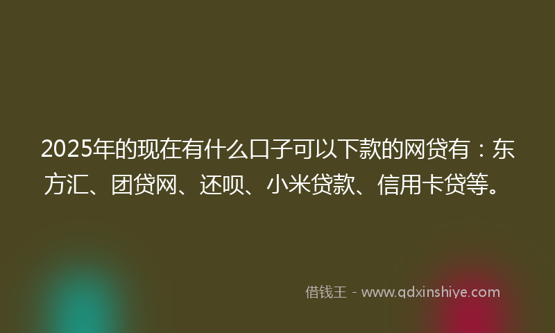 2025年的现在有什么口子可以下款的网贷有：东方汇、团贷网、还呗、小米贷款、信用卡贷等。