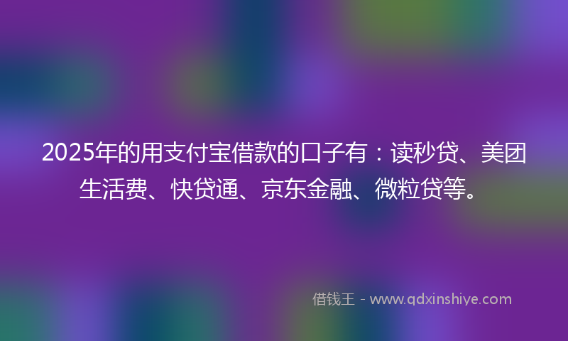 2025年的用支付宝借款的口子有：读秒贷、美团生活费、快贷通、京东金融、微粒贷等。