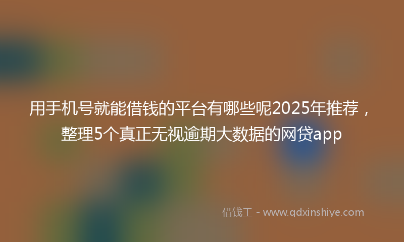 用手机号就能借钱的平台有哪些呢2025年推荐，整理5个真正无视逾期大数据的网贷app