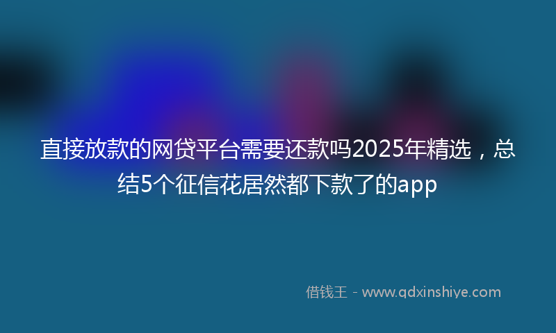 直接放款的网贷平台需要还款吗2025年精选，总结5个征信花居然都下款了的app