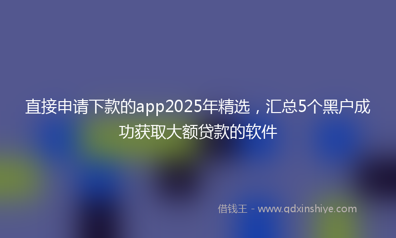 直接申请下款的app2025年精选，汇总5个黑户成功获取大额贷款的软件