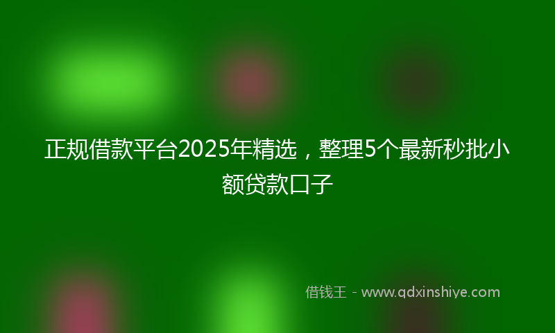 正规借款平台2025年精选，整理5个最新秒批小额贷款口子