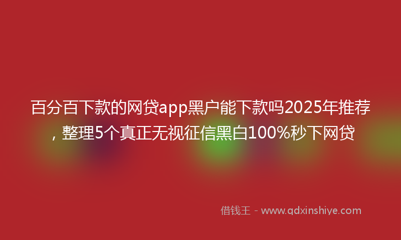 百分百下款的网贷app黑户能下款吗2025年推荐，整理5个真正无视征信黑白100%秒下网贷
