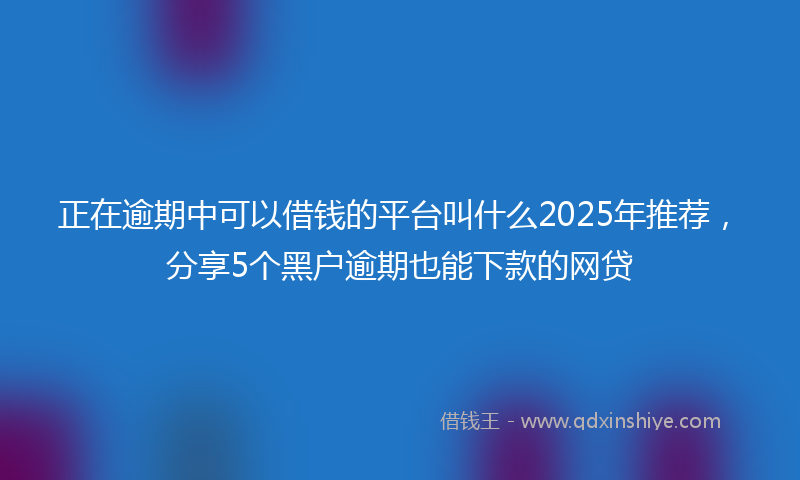 正在逾期中可以借钱的平台叫什么2025年推荐，分享5个黑户逾期也能下款的网贷