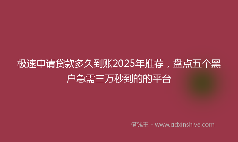 极速申请贷款多久到账2025年推荐，盘点五个黑户急需三万秒到的的平台