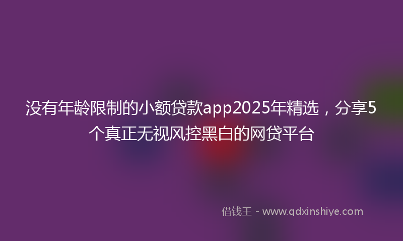 没有年龄限制的小额贷款app2025年精选，分享5个真正无视风控黑白的网贷平台