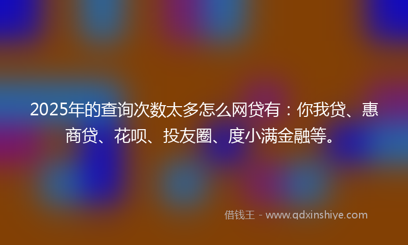 2025年的查询次数太多怎么网贷有：你我贷、惠商贷、花呗、投友圈、度小满金融等。