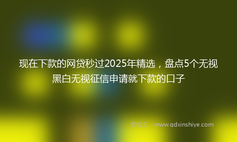 现在下款的网贷秒过2025年精选，盘点5个无视黑白无视征信申请就下款的口子