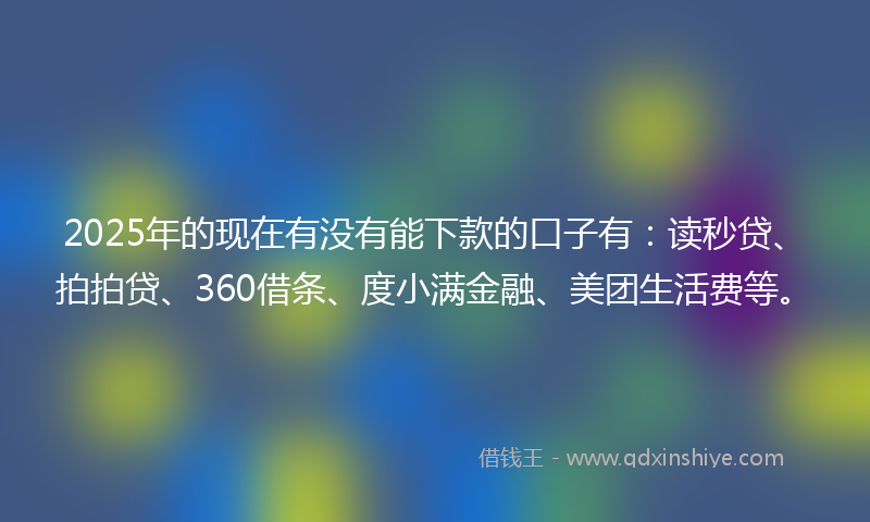 2025年的现在有没有能下款的口子有：读秒贷、拍拍贷、360借条、度小满金融、美团生活费等。