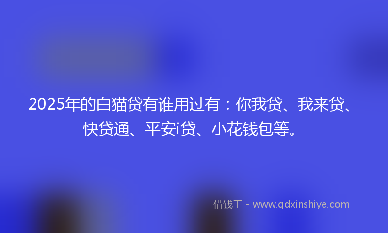 2025年的白猫贷有谁用过有：你我贷、我来贷、快贷通、平安i贷、小花钱包等。