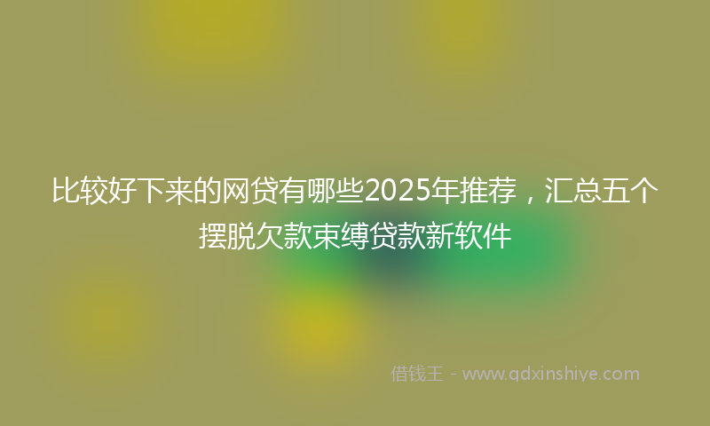 比较好下来的网贷有哪些2025年推荐，汇总五个摆脱欠款束缚贷款新软件