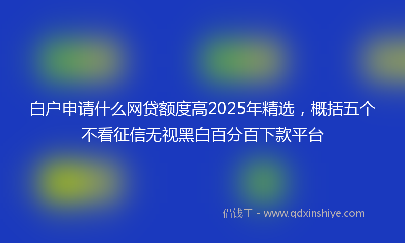 白户申请什么网贷额度高2025年精选,概括五个不看征信无视黑白百分百下款平台