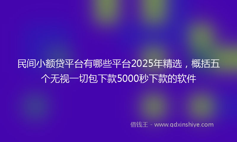 民间小额贷平台有哪些平台2025年精选，概括五个无视一切包下款5000秒下款的软件