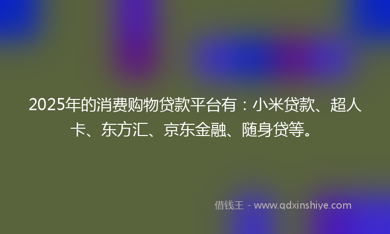2025年的消费购物贷款平台有：小米贷款、超人卡、东方汇、京东金融、随身贷等。