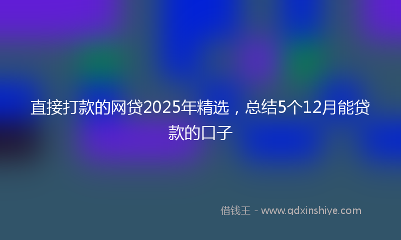 直接打款的网贷2025年精选，总结5个12月能贷款的口子