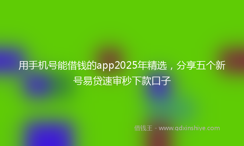 用手机号能借钱的app2025年精选，分享五个新号易贷速审秒下款口子