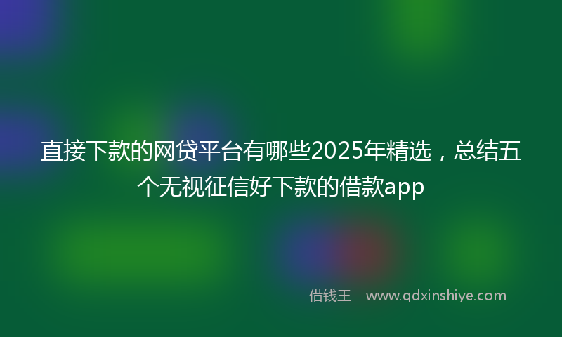 直接下款的网贷平台有哪些2025年精选，总结五个无视征信好下款的借款app