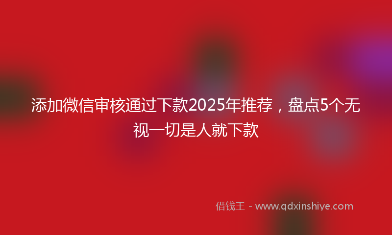 添加微信审核通过下款2025年推荐，盘点5个无视一切是人就下款