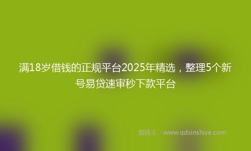 满18岁借钱的正规平台2025年精选，整理5个新号易贷速审秒下款平台