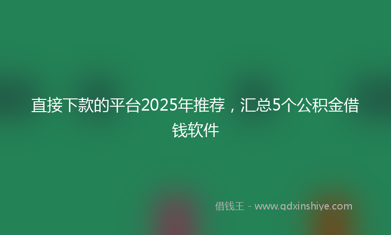 直接下款的平台2025年推荐，汇总5个公积金借钱软件