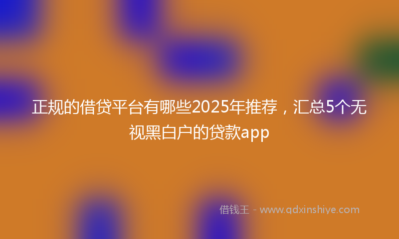 正规的借贷平台有哪些2025年推荐，汇总5个无视黑白户的贷款app