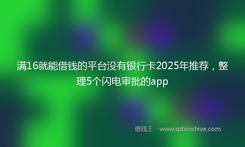 满16就能借钱的平台没有银行卡2025年推荐，整理5个闪电审批的app