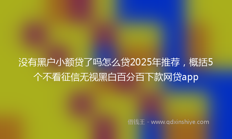 没有黑户小额贷了吗怎么贷2025年推荐，概括5个不看征信无视黑白百分百下款网贷app