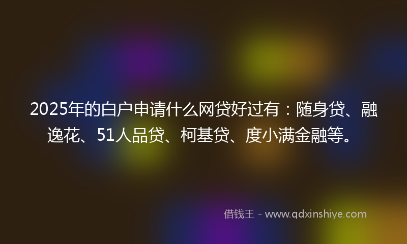 2025年的白户申请什么网贷好过有：随身贷、融逸花、51人品贷、柯基贷、度小满金融等。