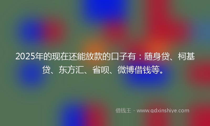 2025年的现在还能放款的口子有：随身贷、柯基贷、东方汇、省呗、微博借钱等。