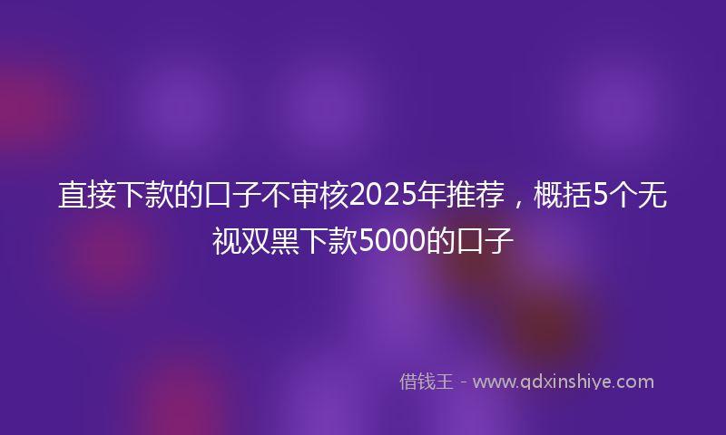 直接下款的口子不审核2025年推荐，概括5个无视双黑下款5000的口子