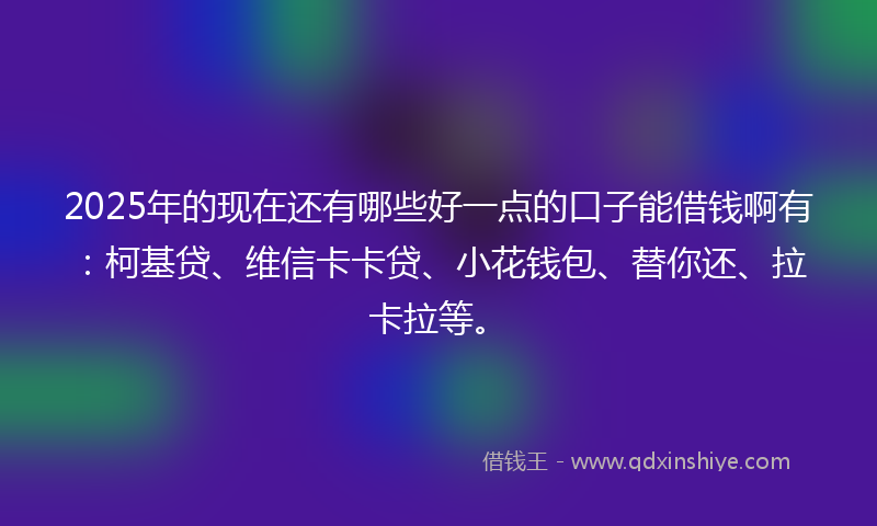 2025年的现在还有哪些好一点的口子能借钱啊有：柯基贷、维信卡卡贷、小花钱包、替你还、拉卡拉等。